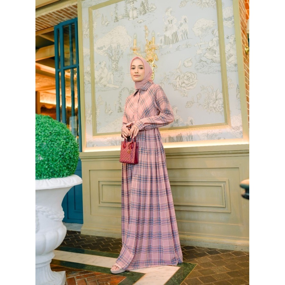 Shafira Gianna Dress | Gamis Pakaian Muslim Wanita | Dusty Pink and Mu - Dusty Pink, S