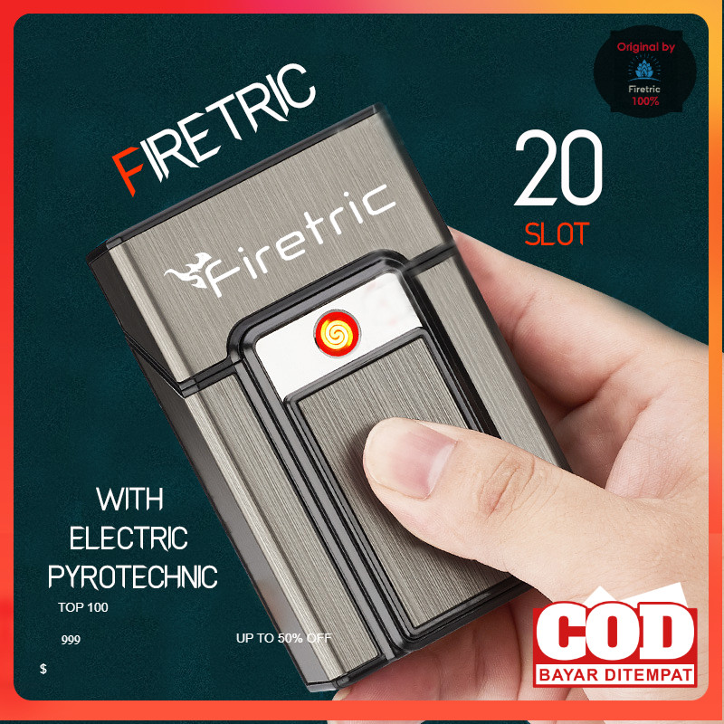 Kotak Rokok 20 Slot dengan Korek Elektrik Pyrotechnic