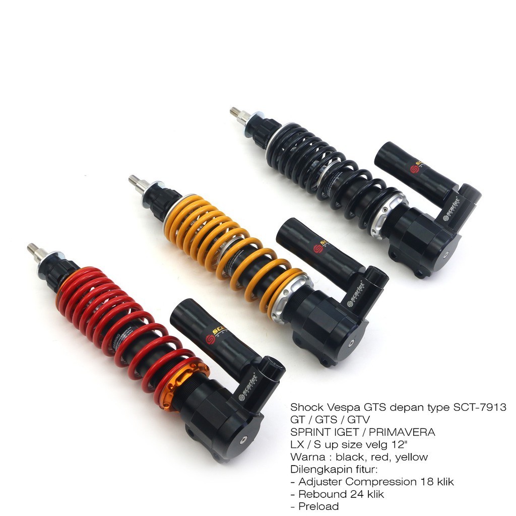 shock scarlet shockbreaker skok - shock depan vespa tipe GTS - shock vespa matic GT / GTS / GTV