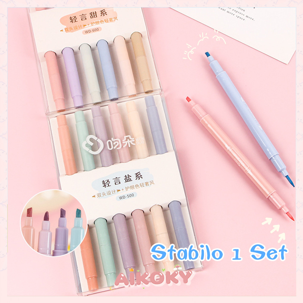 

AIKOKY Stabilo Set Highlighter Pen Warna Warni 2in1