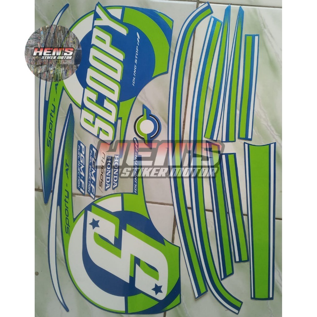 stiker striping honda scoopy sporty 2016 biru