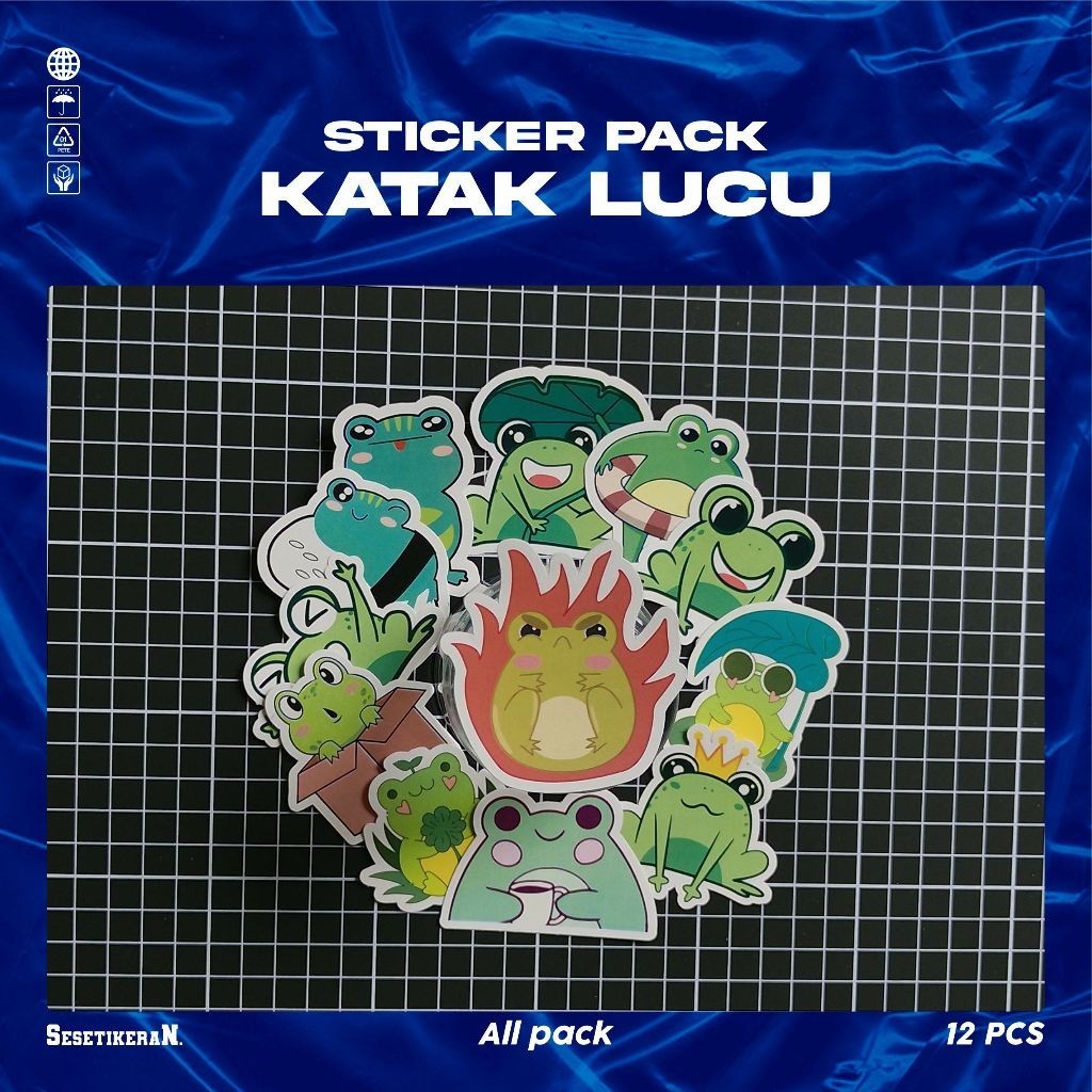 

COD✨ Sesetikeran Stiker Pack Katak Lucu Untuk Koper Laptop Skateboard