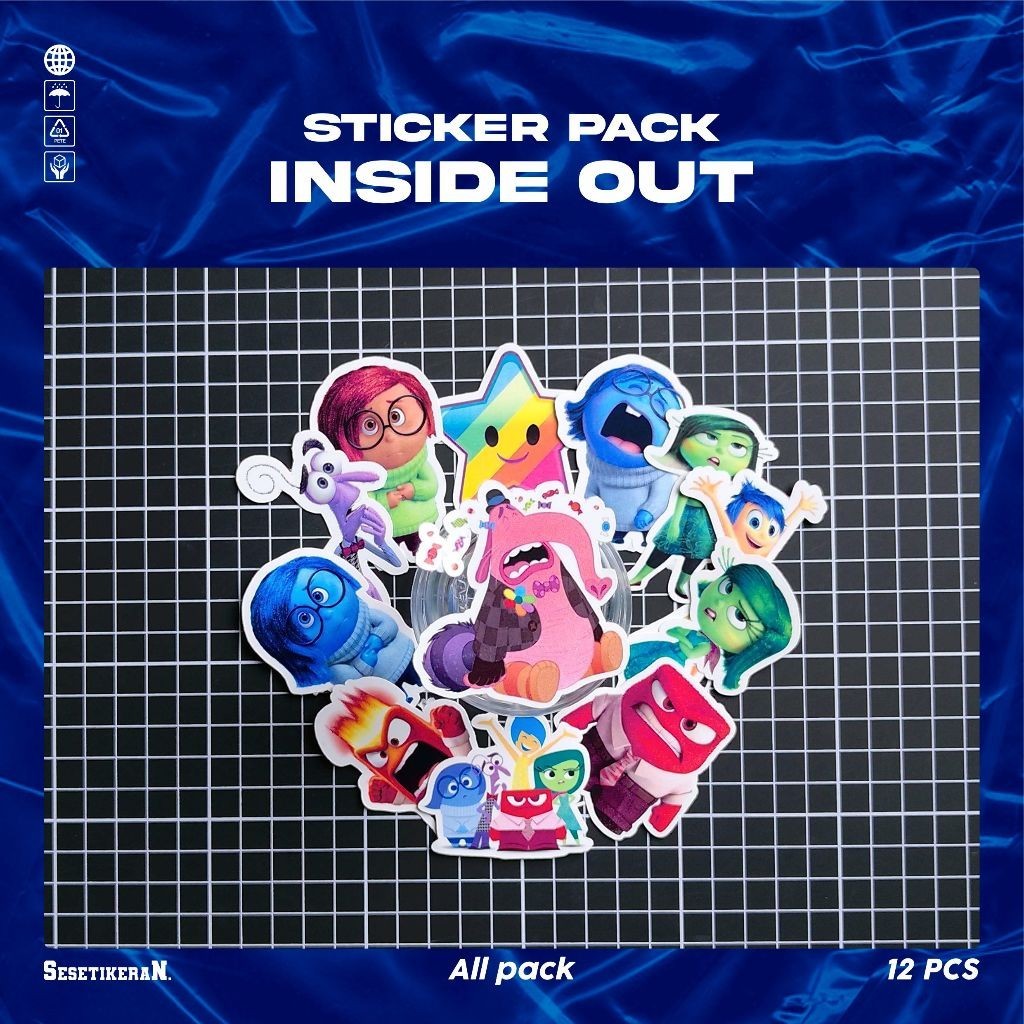 

COD✨ Sesetikeran Stiker Pack Kartun Lucu Inside Out Untuk Koper Laptop Skateboard