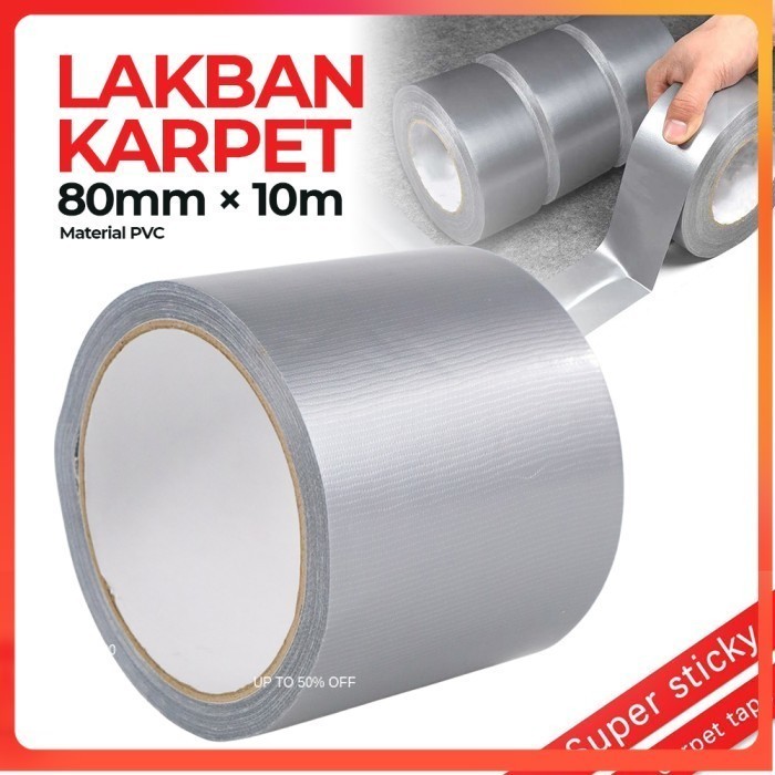 

Lakban Karpet Super Sticky Cloth Floor Duct Tape 10M 80 mm - - Silver