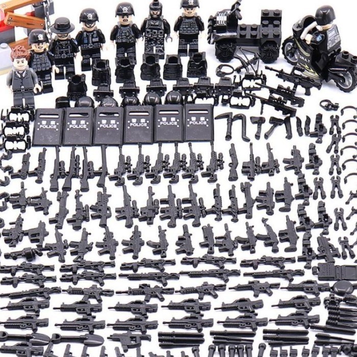 Lego Swat 6 Minifigure Hero Police Military Soldier Police WW2 Army - 1 Pcs Hijau