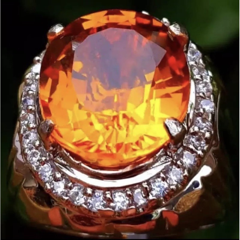 Cincin Pria Batu Cincin Asli Yellow Citrine Termewah Termurah HQ