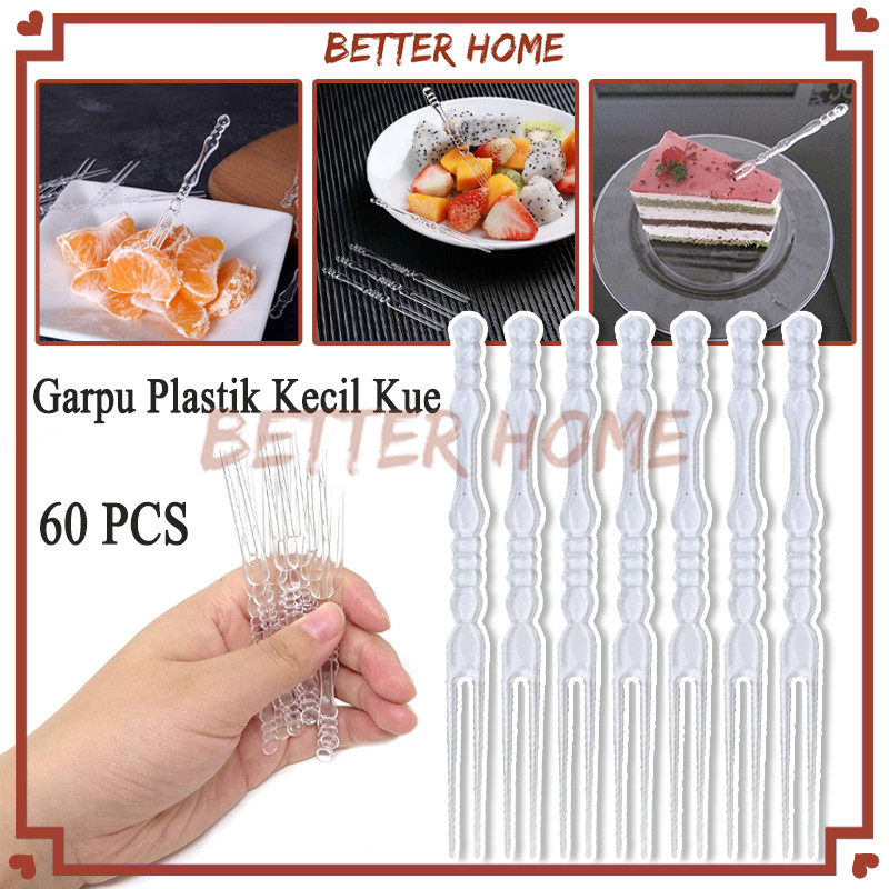 Garpu Plastik Kecil Kue/Garpu Kecil 60Pcs/Garpu Plastik Tusuk Buah