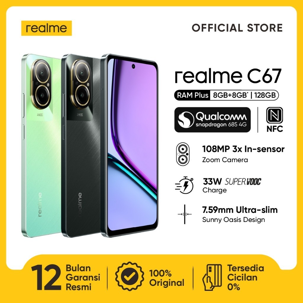 realme C67 8GB+8GB*|128GB (108MP Camera | Snapdragon 685 | 7.59mm Ultra Slim | 33W SUPERVOOC | 5000mAh Battery | 360° NFC)