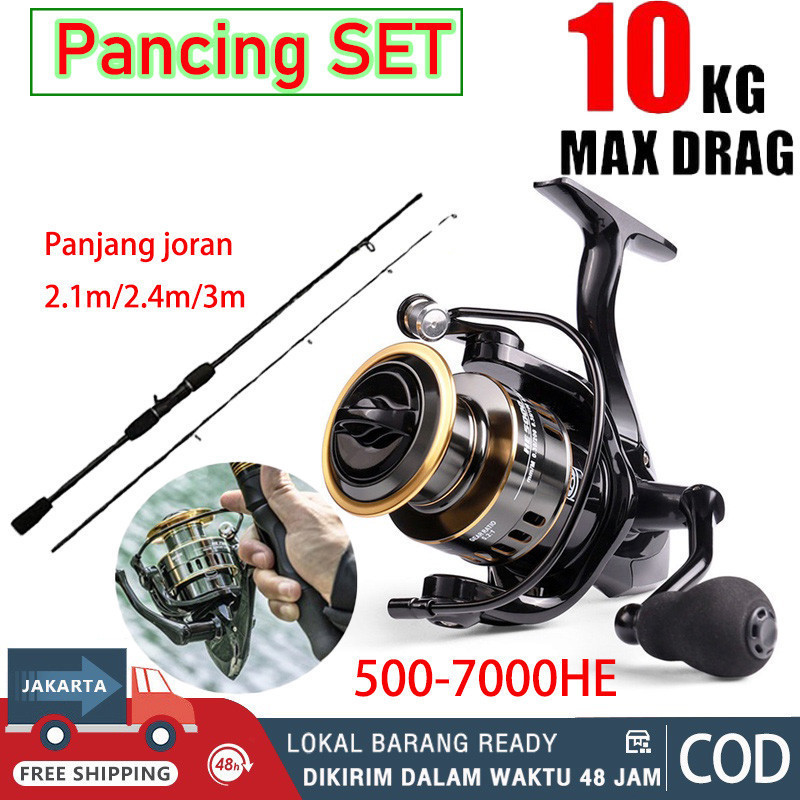 【COD】reel Pancing Asli Besi Fishing Reel 10kg HE1000 - 7000 / Reel Pancing Murah Kuat Power Handle/ 