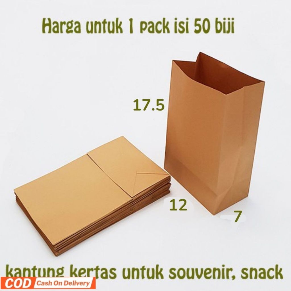 

kantung kertas samson 12x17.5 coklat kantong gorengan roti makanan paper bag snack food grade paperbag