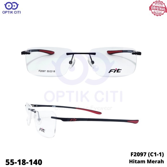 frame kacamata pria original FIT 2097 rimless bor ada pegas sporty original
