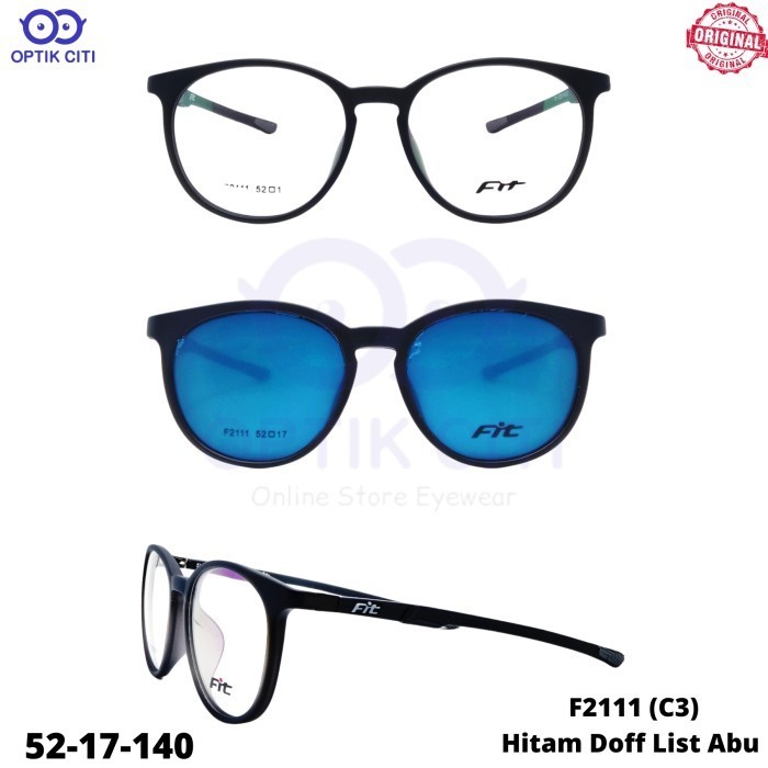 frame kacamata pria original Clip On FIT F 2111 || bentuk bulat || ada pegas || Sporty  original