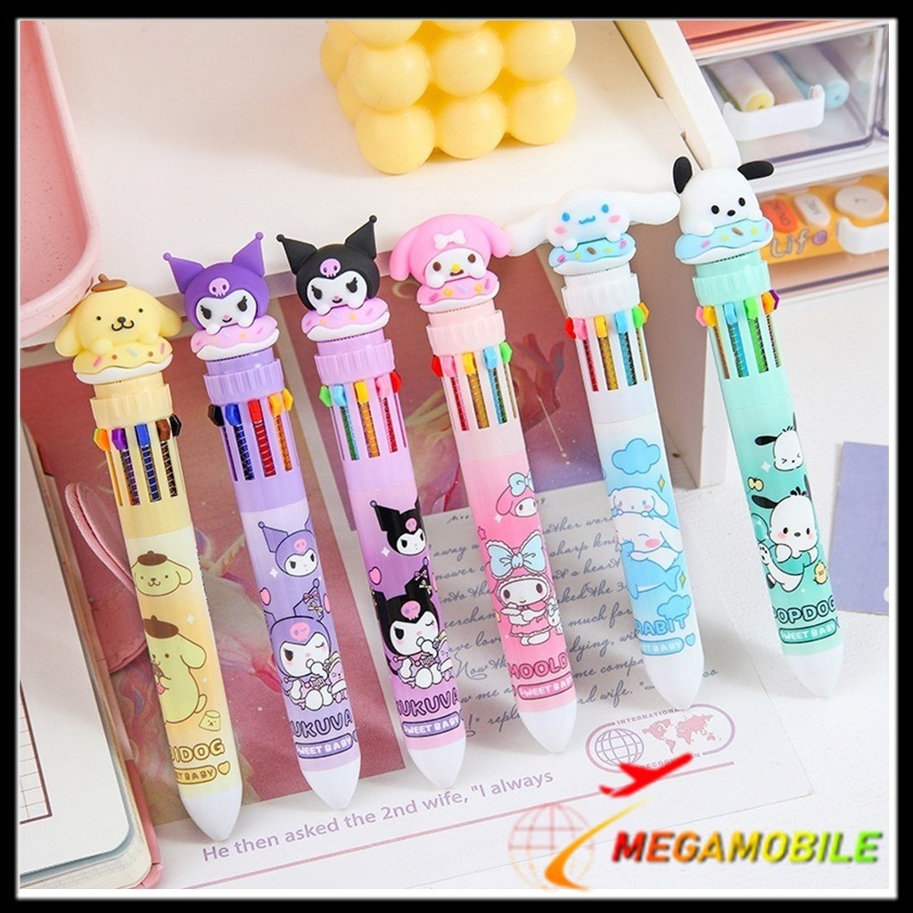 

MM Pena Mekanik Karakter Kartun Pulpen 10 Warna Lucu 3D DOLL Bolpen Gel Tinta Donat Animasi 10 Warna Alat Tulis Sekolah Anak Super Imut