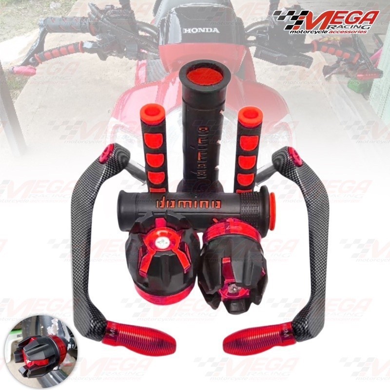 {KJ} [PAKET 4IN1] Proguard Carbon sabit + Jalu as roda + Handgrip domino + Karet Handle Rem Domino