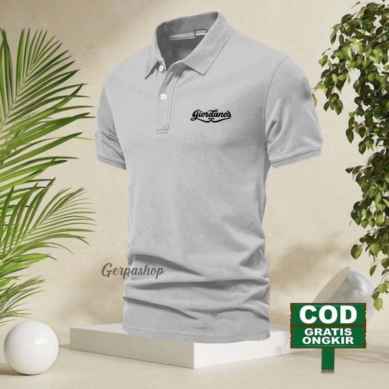 Promo Cod | Polo kerah Giordano Text Hitam Kaos Kerah Dewasa Shirt / Kaos Wangki Pria Polo / Kaos Se