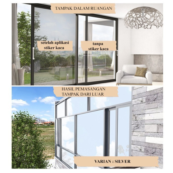 STICKER STIKER KACA SATU ARAH KACA SUNBLAST WINDOW FILM ONE WAY MIRROR - SILVER, 50CM X 2M