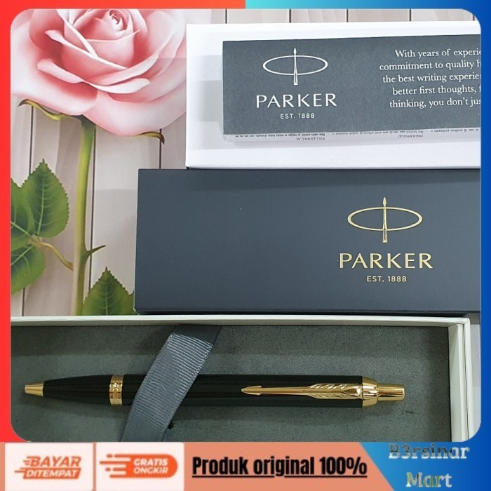 

[[KUALITAS TERBAIK]] Parker IM Black Gold Trim Ballpoint Pen COD