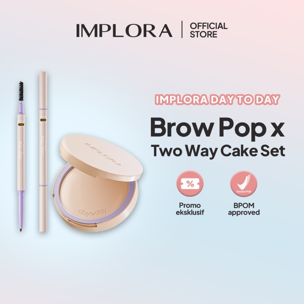 Implora Day to Day Brow Pop x Two Way Cake Set  | bedak padat implora