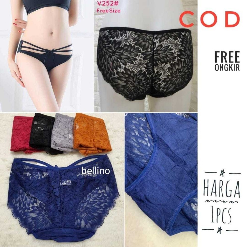 Celana Dalam Brief Wanita Renda V252 Transparan Belakang / CD Cewek
