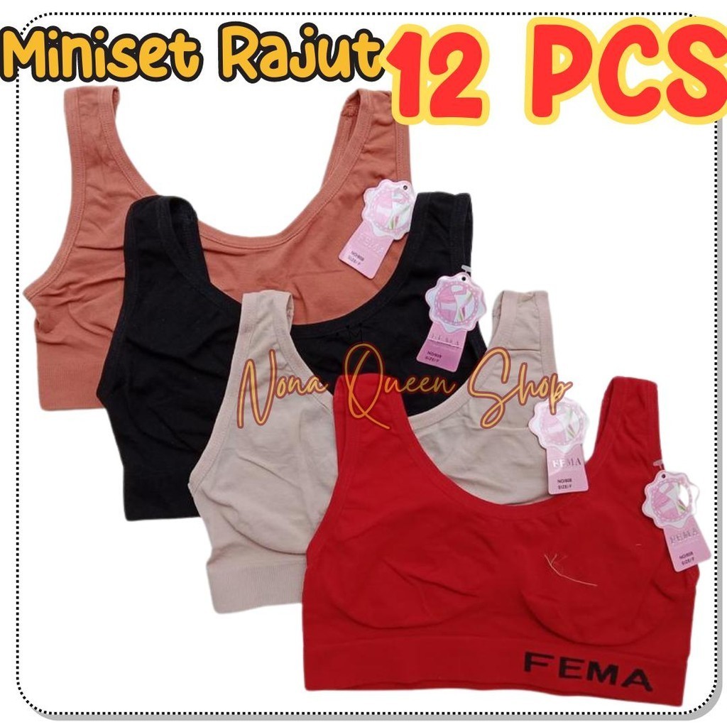 12 PCS Miniset Bra Rajut Remaja Dewasa Fema Grosir