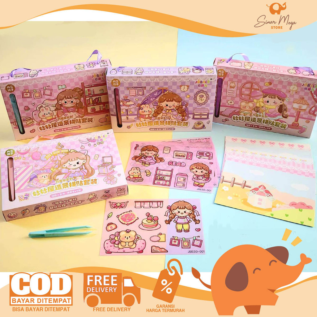 

Fancy Sticker Box JBE-50 Stiker Box Set Seri Kartu Interior Rumah Landscape