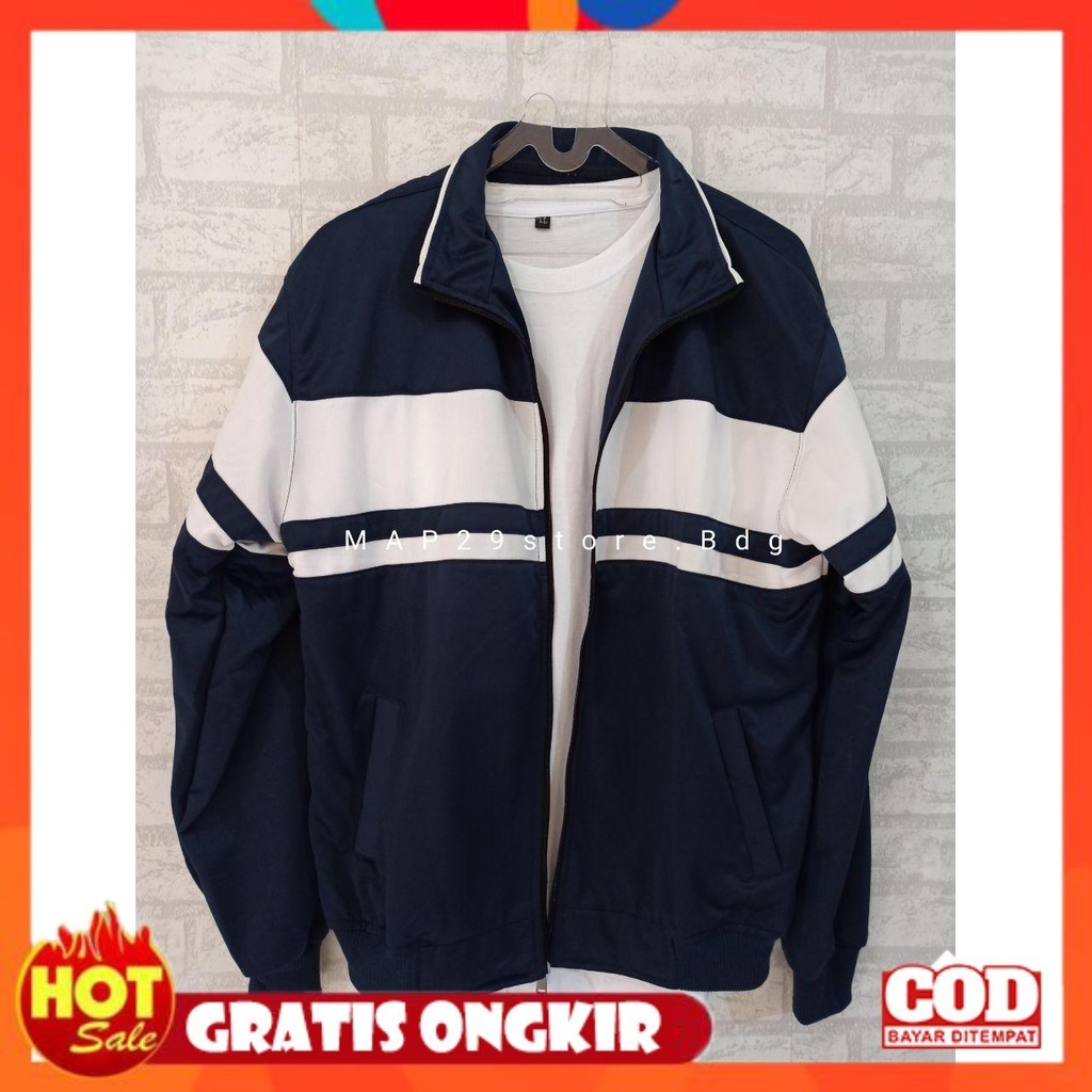 BAHAN HALUS ADEM TEBAL / MAP29 Jaket Tracktop Pria Wanita XTAC Casual BestSeller Navy Termurah