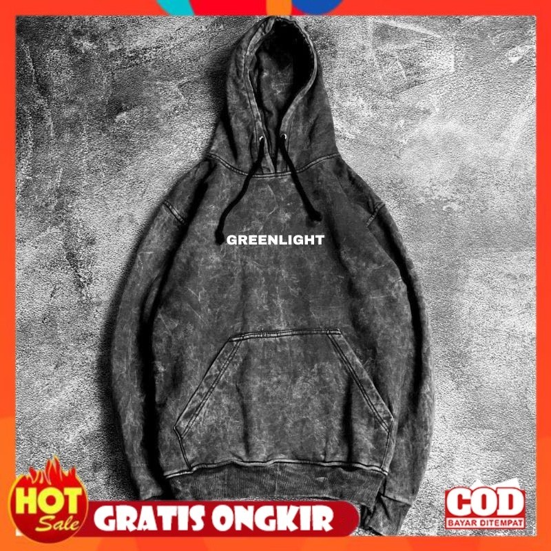 [PREMIUM ORIGINAL] Jaket Sweater Hoodie GREENLIGHT Sandwash Grey | Hoodie Pria Sandwash | Hoodie Was