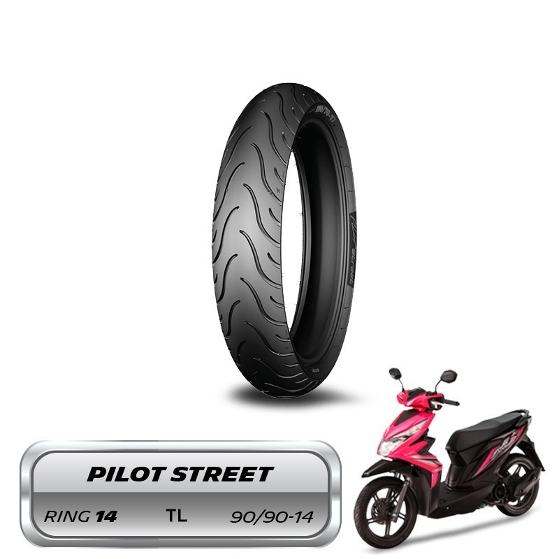 KAWKAWSPEEDSHOP Ban Belakang Standar Beat Michelin Pilot Street 90/90-14 Tubeless