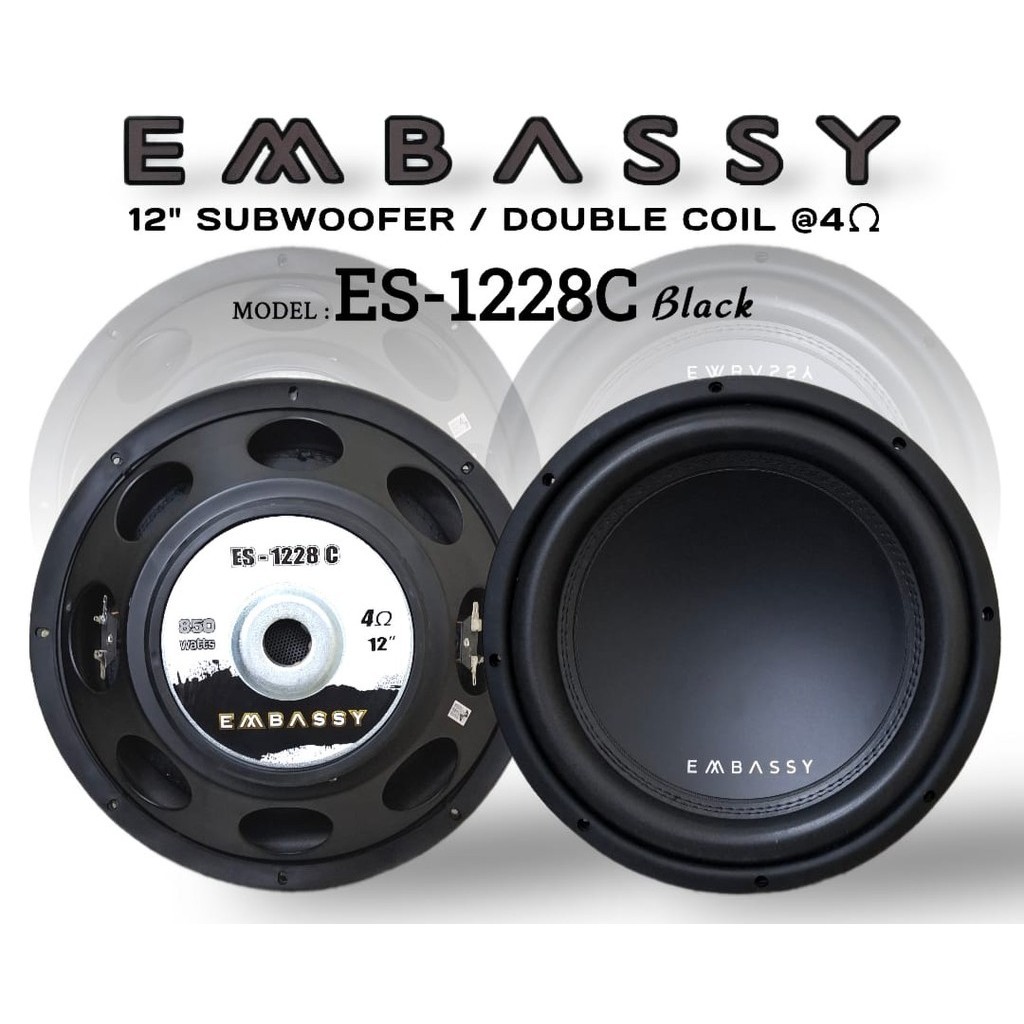 Agen subwoofer 12 inch embassy es 1228 w double coil black