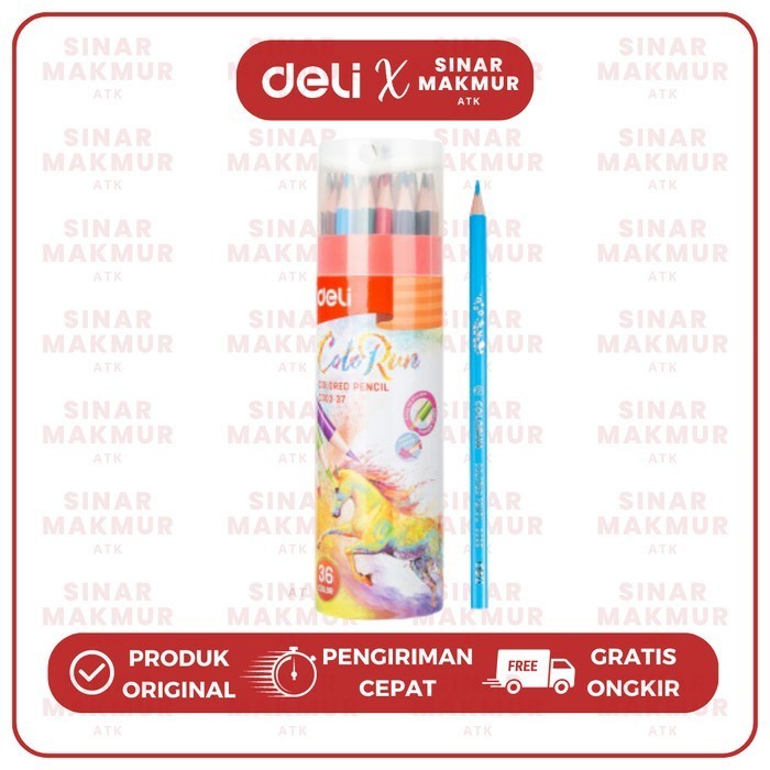 

✨LARIS✨ -Pensil Warna/Color Pencil 36 Warna dengan Rautan Pensil pada Tabung Deli EC00337 (Set)