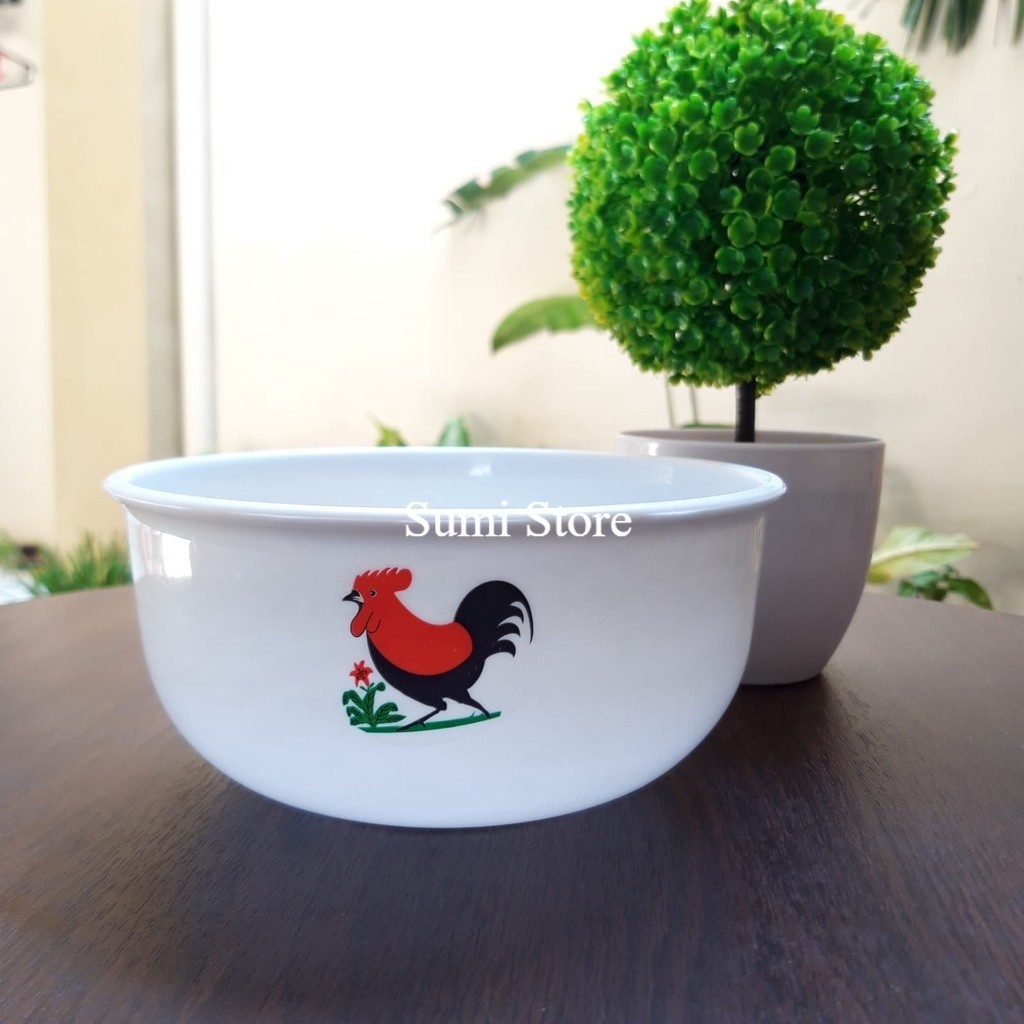 [3pcs] Mangkok Ayam Jago Plastik Mangkok Mie Bakso Udon Kecil Tebal Bagus