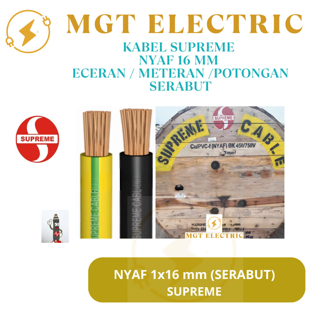Kabel SUPREME FLEKSIBEL NYAF 16mm / GROUNDING NYAF 16mm ECERAN METERAN JunDW