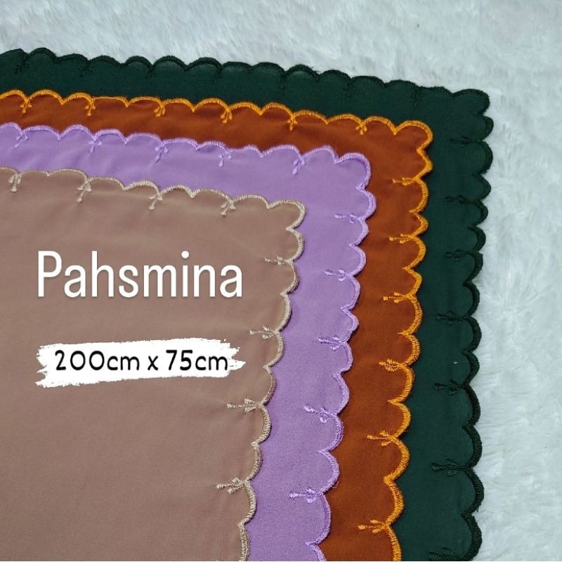 Terlaris ~Pashmina hijab Panjang 200 x 75 cm bordir keliling Hijab Premium Hijab Cantik  Hijab Elega