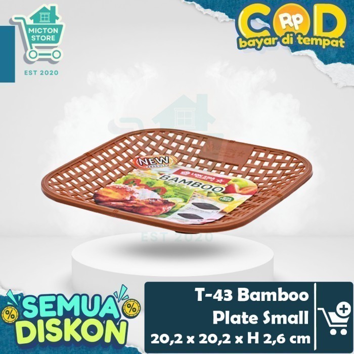 MICTON Lion Star T-43 Bamboo Plate Small Piring Anyam Rotan Bambu Warung Kuliner Nasi Uduk Lauk Maka