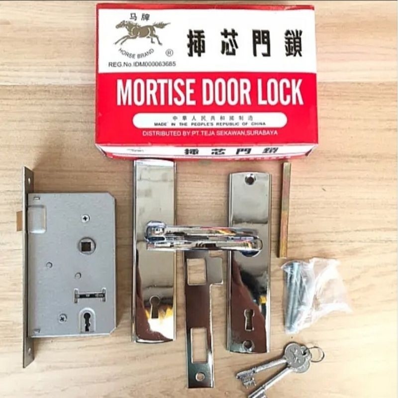 Slot Kunci Handle Handel Pintu Set KUDA BESAR Mortise Door Lock Horse Brand Original