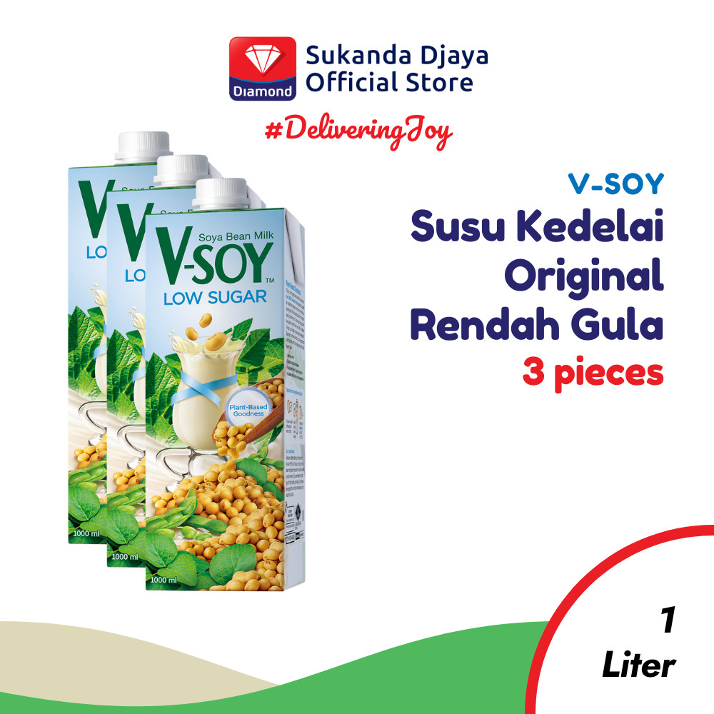 

V-Soy Susu Kedelai Original Soy Milk Rendah Gula 1 L ISI 3
