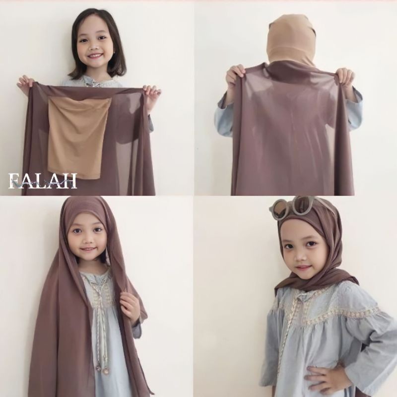 Pashmina Inner Anak 2in1 Cerruty Baby Doll Premium / Pashmina Inner (Inayah) Anak