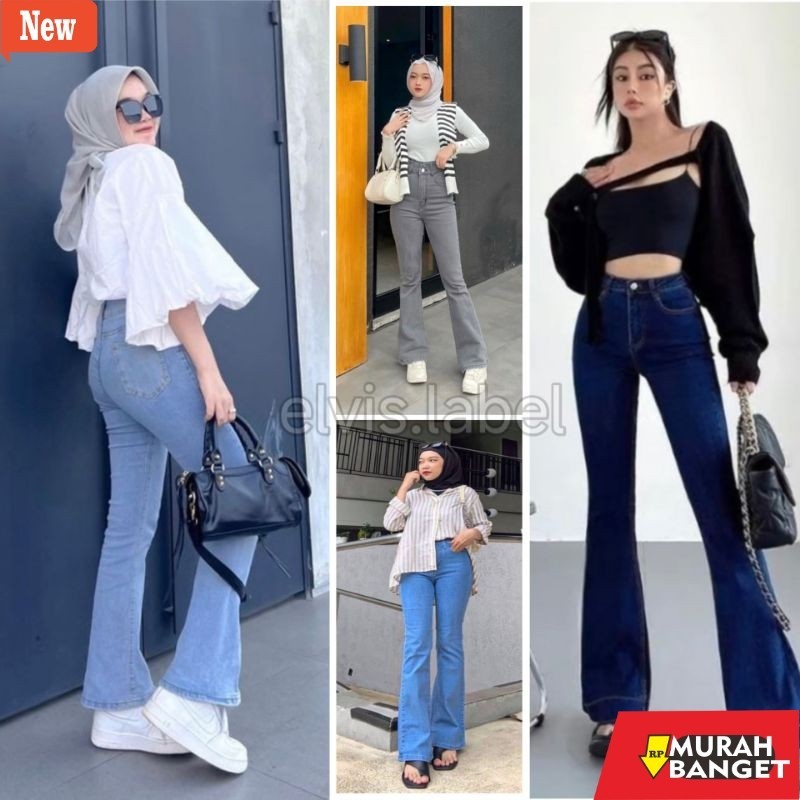 Denim Panjang Wanita HW Cutbray Jeans Wanita Matt Denim | Celana Cutbray Strecht Kekinian | Cutbray 