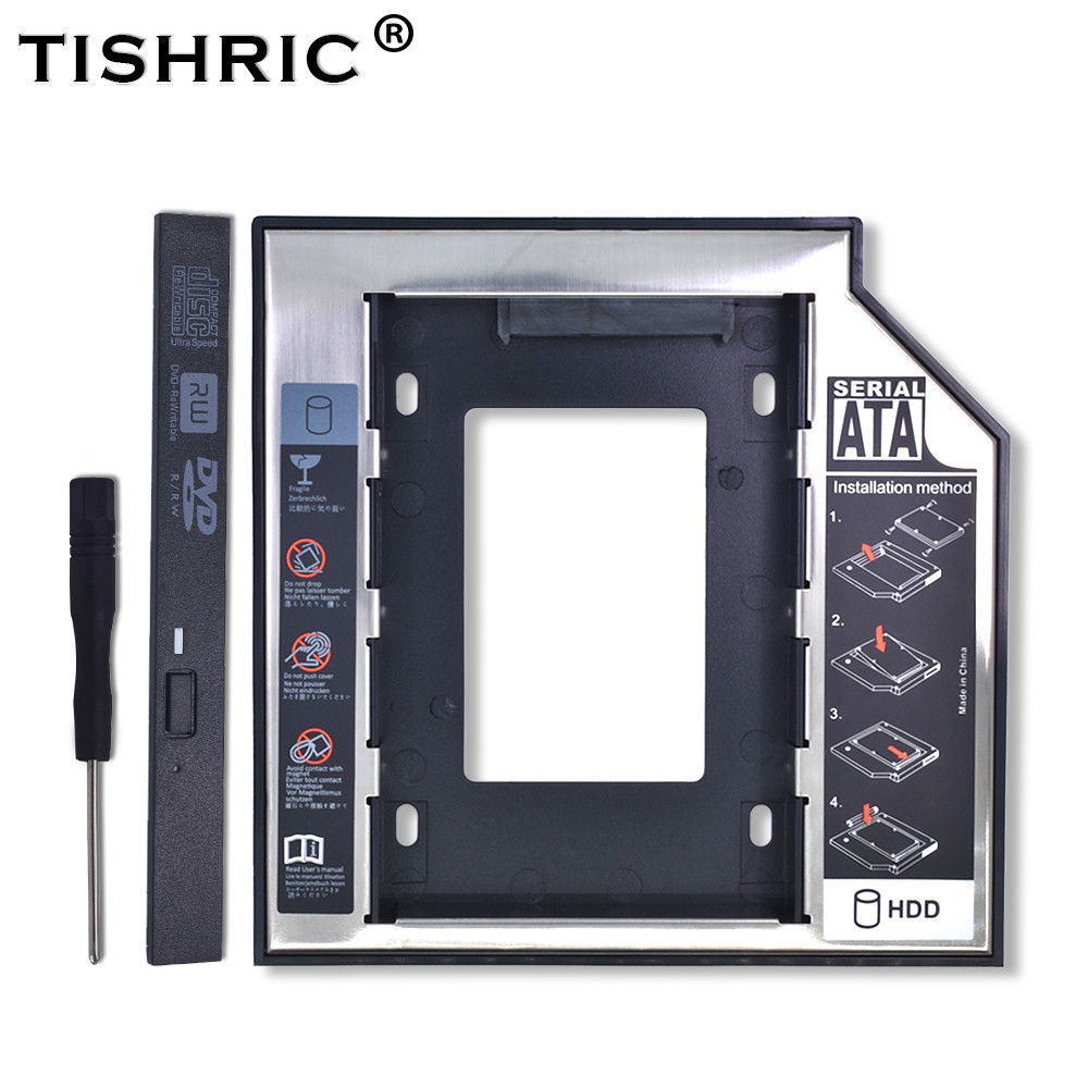 TISHRIC Universal 2nd HDD Caddy 9.5 12.7mm SATA 3.0 2.5 Hard Drive Caddy Adapter DVD SSD For Laptop 