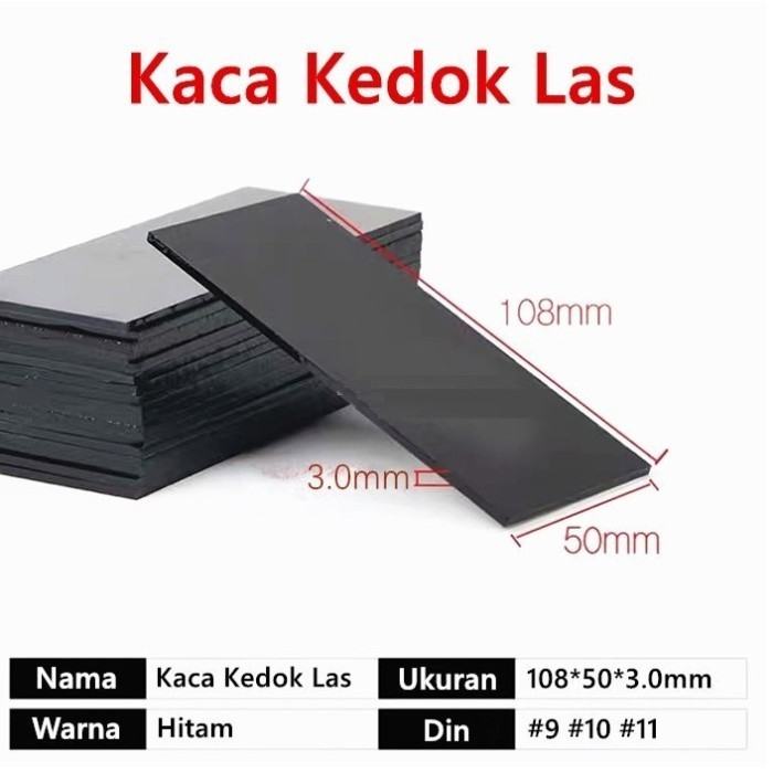 Kaca Kedok Helm Las DIN11 Hitam Bening Kaca Las Kaca Helm Las - Hitam