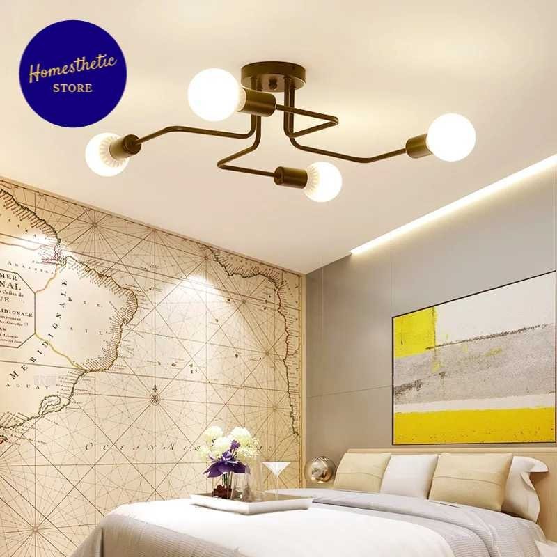 Fitting Lampu Gantung Hias Plafon LED Vintage Minimalis Retro Nordic E27 Ceiling Lights Modern Untuk