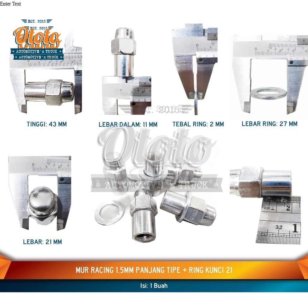 Mur Racing Mur Radial Baut Roda 1.25 1.5 mm Panjang tipe + Ring Kunci 21