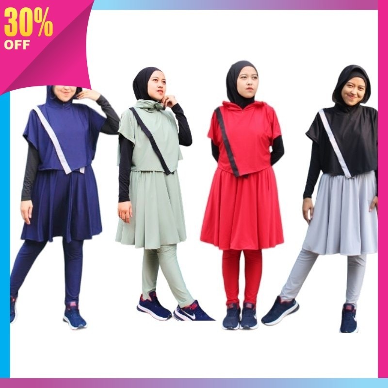 Pakaian Olahraga Murah Kekinian Keren Style Korea Terbaru / One Set Baju Olahraga (Hoodie kerudung +