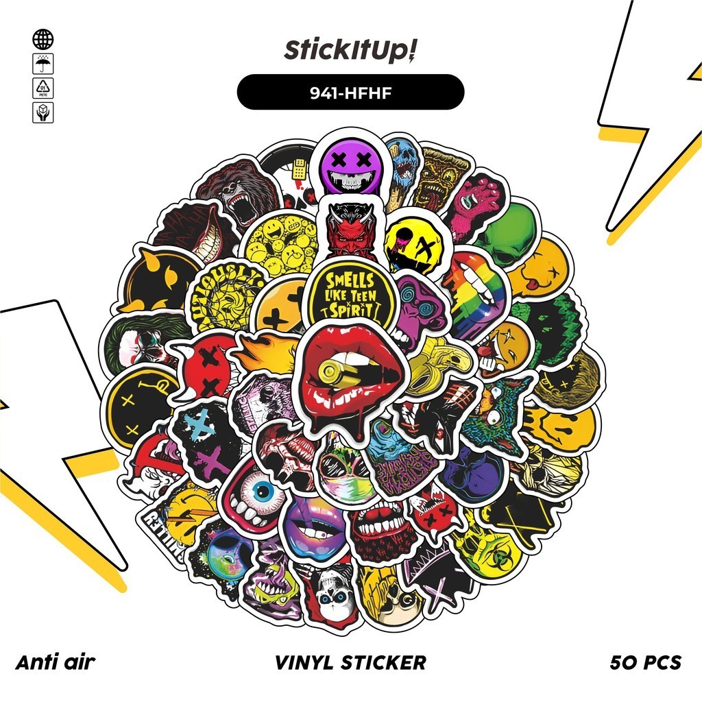 

COD✨ 100 Pcs Stiker Pack Hiphop Friend Horror Face Lucu Aesthetic Vynil Waterproof untuk Freebies Sticker Buku Journal Casing HP Laptop