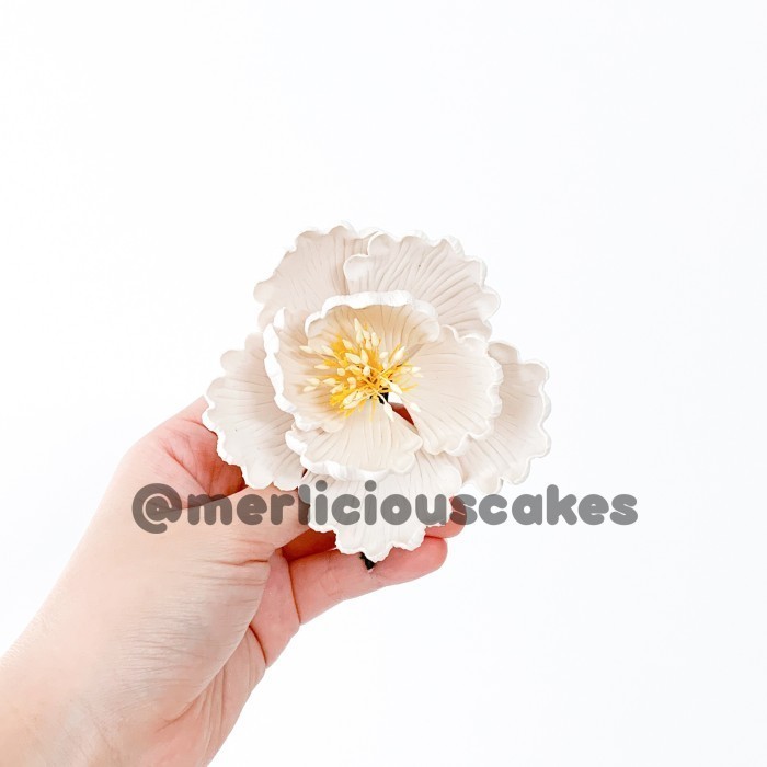 

New Arrival Peony White Putih Bunga Gumpaste Flower Cake Kue Topper