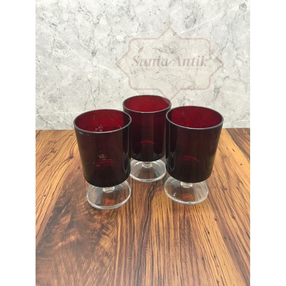 Barang Antik Gelas Kristal Perancis Merah Crystal France Glass