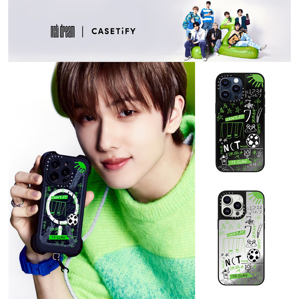 ▶ CASETiFY X NCT DREAM Playground JISUNG Doodle Case - Black Edition Magnetic suction Black&Sliver M
