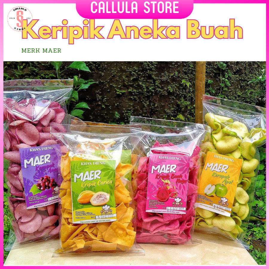 

Keripik Buah Naga - Apel - Carica Chips -Anggur Fruit Snack - Camilan Snack Buah Crispy Pasti Enak