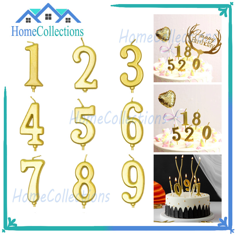 Lilin Angka Metalik Gold/Lilin Angka Ulang Tahun/Lilin Ulang Tahun Emas 1pcs