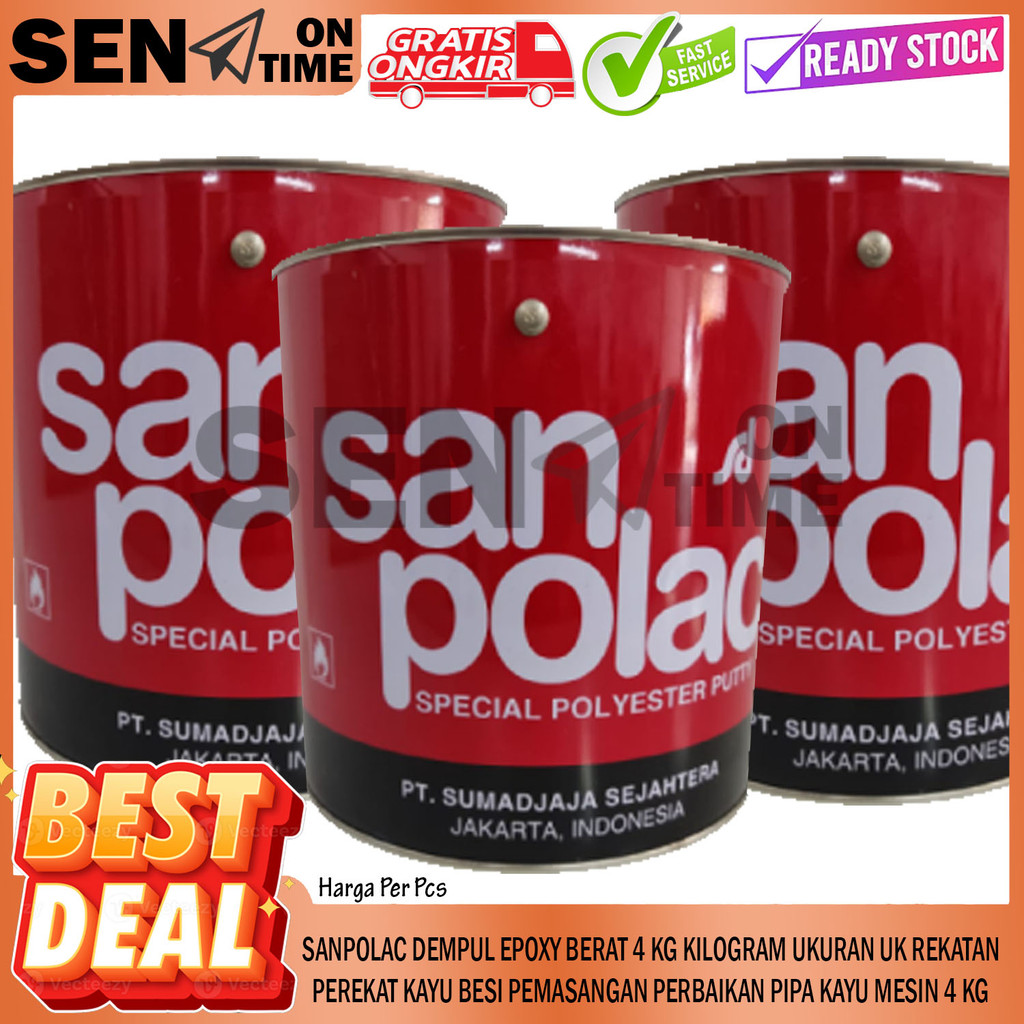 Sanpolac Dempul Ukuran Uk 4 Kg Hardener Besi Kayu Cat Mobil San Polac Galon Cet Pelamir Merah Resin 